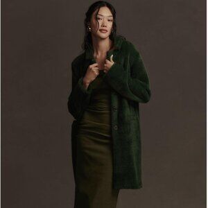 NWT Anthropologie Sanctuary Hometown Fuzzy Knit Coat Green XS